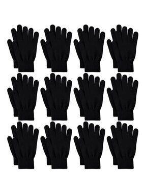 Winter Knit Gloves 12 Pack Warm Stretch Magic Gloves Unisex Cold Weather